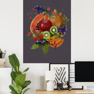 トロピカルカラフルフルーツ – 静物画 – フルーツアート ポスター