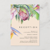 トロピカルカラフルフローラピーチウェディングレセプション エンクロージャーカード (正面)