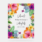 トロピカルカラフルフローラフロステッド結婚の歓迎 アクリルサイン (正面)