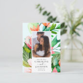 トロピカルカラフルフローラ写真の保存日時 ポストカード (スタンド正面)