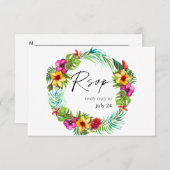 トロピカルカラフルフローラw食事RSVP 出欠カード (正面/裏面)