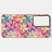 トロピカルカラフルプルメリアフランギパニパターン(の模様が)ある SAMSUNG GALAXYケース (左側面)