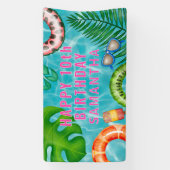 トロピカルカラフルプールパーティー誕生日 横断幕 (縦)