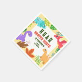 トロピカルカラフル恐竜の誕生日パーティー スタンダードカクテルナプキン (角)