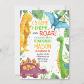 トロピカルカラフル恐竜誕生日招待状 招待状 (正面)