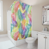 トロピカルカラフル様式化ココナッツの葉柄 シャワーカーテン (インサイチュ)