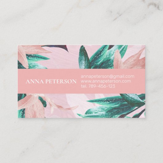 トロピカルカラリリーフローラピンクエレガントビジネス 名刺 (裏面)