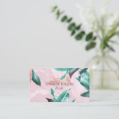 トロピカルカラリリーフローラピンクエレガント 名刺 (スタンド正面)