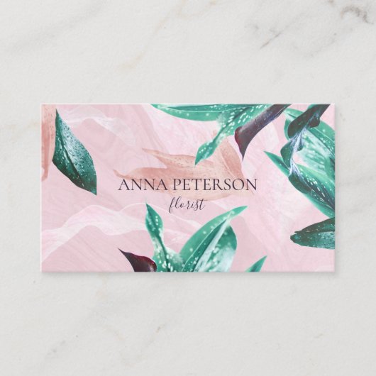トロピカルカラリリーフローラピンクエレガント 名刺 (正面)