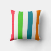 トロピカルカラーと白ストライプの色 クッション (裏面)