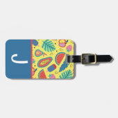 トロピカルカラーブロックキッドのイニシャルラゲージタグ ラゲッジタグ (正面横)