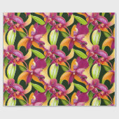 トロピカルカラー鮮やかフローラ植物学 ラッピングペーパー (フラット)