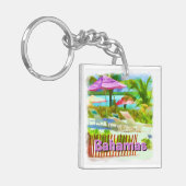 トロピカルカリブのアイランドビーチシーン – パインターリー  キーホルダー (正面左)