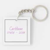 トロピカルカリブのアイランドビーチシーン – パインターリー  キーホルダー (裏面)