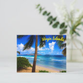 トロピカルカリブのブリティッシュヴァージン諸島ビーチ ポストカード (スタンド正面)