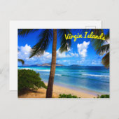 トロピカルカリブのブリティッシュヴァージン諸島ビーチ ポストカード (正面/裏面)
