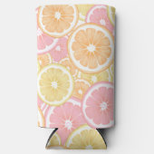 トロピカルカンキツの果実のパターンの夏カラフル スリム缶クーラー (正面)
