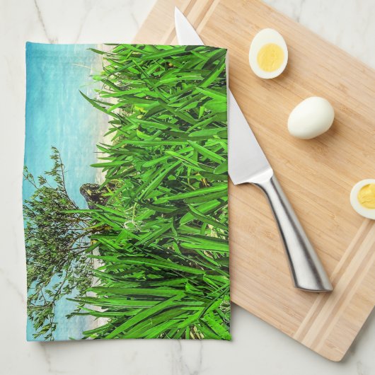 トロピカルカンクンメキシコビーチシーパラダイス キッチンタオル (四つ折り)