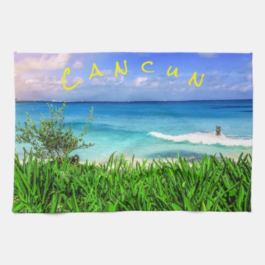 トロピカルカンクンメキシコビーチシーパラダイス キッチンタオル (横)