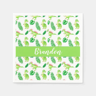 トロピカルガーデンの可愛い恐竜 ベビーブランケット スタンダードカクテルナプキン