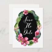 トロピカルガーデンの花と葉 Save the Date 案内ポストカード (正面/裏面)