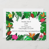 トロピカルガーデンの葉と花のパーティー招待状 招待状 (裏面)