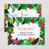 トロピカルガーデンの葉 Save the Date ポストカード (正面/裏面)