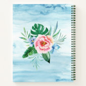 トロピカルガーデンキュートピンクブルーフローラ水彩 ノートブック (裏面)