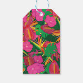 トロピカルガーデンフラワー葉&パーティーカラフル ギフトタグ (裏面)
