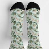 トロピカルガーデンフローラオーキッド&パームパターン ソックス (上部)