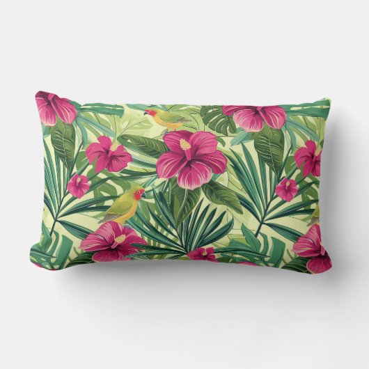 トロピカルガーデンフローラ緑 ランバークッション (正面)