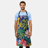 トロピカルガーデンモダン表現主義アートワーク エプロン (着用した状態)