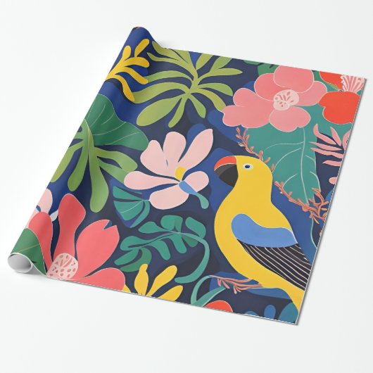 トロピカルガーデンモダン表現主義アートワーク ラッピングペーパー (アンロールド)