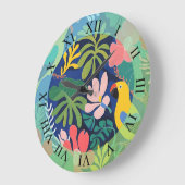 トロピカルガーデンモダン表現主義アートワーク ラージ壁時計 (傾斜)