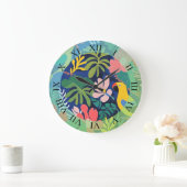 トロピカルガーデンモダン表現主義アートワーク ラージ壁時計 (ホーム)