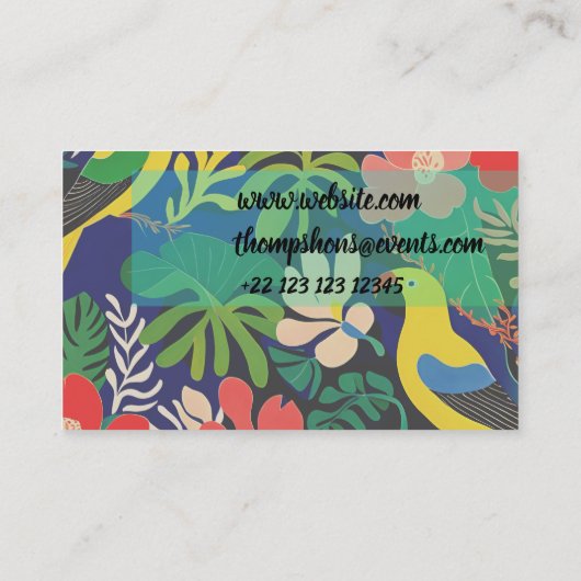 トロピカルガーデンモダン表現主義アートワーク 名刺 (裏面)