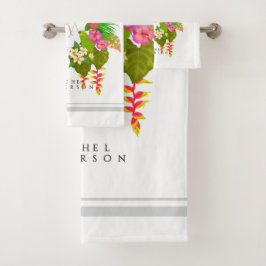 トロピカルガーデンモノグラムホワイト バスタオルセット