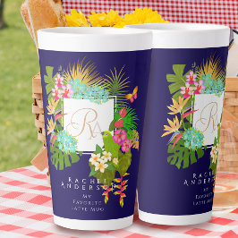 トロピカルガーデンモノグラム海軍 カフェラテマグ