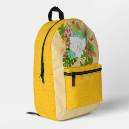 トロピカルガーデンモノグラム海軍 プリントバックパック