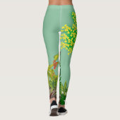 トロピカルガーデンランドスケープグリーンイエローパープルレッド レギンス (裏面)