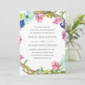 トロピカルガーデン水彩フローラ結婚式の招待 招待状 (スタンド正面)