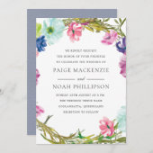 トロピカルガーデン水彩フローラ結婚式の招待 招待状 (正面/裏面)