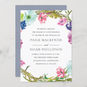 トロピカルガーデン水彩フローラ結婚式の招待 招待状