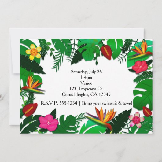 トロピカルガーデン葉パーティの招待状&フラワーズ 招待状 (裏面)