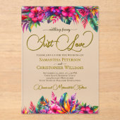 トロピカルガーデン鮮やかハイビスカスジャストラブ結婚ズ アクリル招待状 (正面)