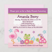 トロピカルガーデン/アニマルベビーシャワー招待状 招待状 (正面/裏面)