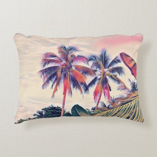 トロピカルガーデン、サンセットパームシーン。 アクセントクッション (正面)