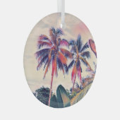 トロピカルガーデン、サンセットパームシーン。 ガラスオーナメント (正面右)