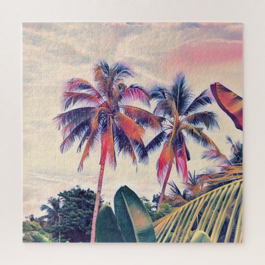 トロピカルガーデン、サンセットパームシーン。 ジグソーパズル (縦)