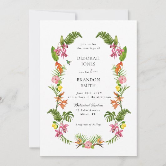 トロピカルガーデン フラワー&グリーンウェディング 招待状 (正面)